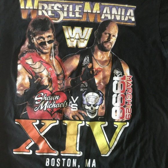 WWE Wrestle Mania XIV (14) Stone Cold vs Shaun Micheals T shirt Size M - Picture 1 of 1